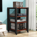 Walnut Gaming Shelf and Record Player Stand - Audio Rack, CD/DVD Display Cabinet, AV Media Stand for Projector, PS5, Game Consoles & Cable Box - 60x50x85cm