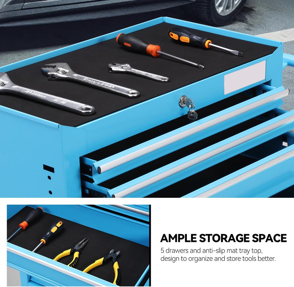 Auto Dynasty 7-Drawer Heavy-Duty Rolling Tool Trolley Tray with Ball-Bearing Slides, Corrosion-Resistant Finish, and Swivel Casters for Ultimate Workshop Organization
