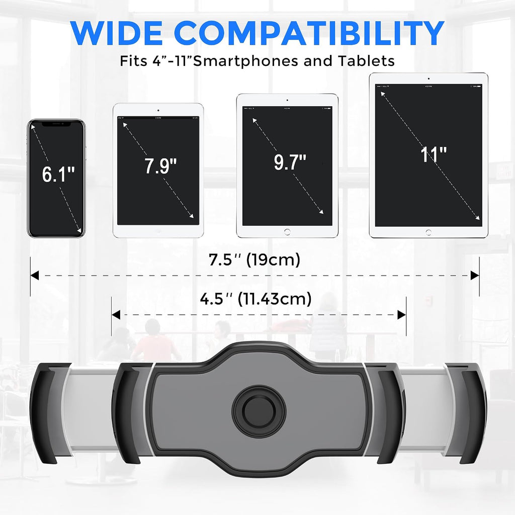 AboveTEK Tablet Stand Holder, Stylish Aluminum iPad Stands, Foldable 360° Swivel Table Stand Holder fits 4-11' Tablets/Smartphones for Kitchen Bedside Office POS Showroom Reception (Black) (Pack of 3)