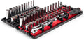 TEKTON 1/4 Inch Drive 6-Point Socket and Ratchet Set with Rails and Trays, 57-Piece (5/32-9/16 in., 4-15 mm) | SKT03301