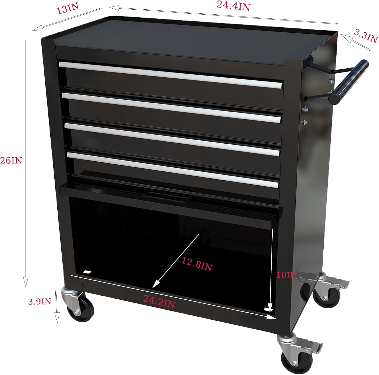 Campfun 238PCS Tool Set, 4 Drawers Rolling Tool Box with Tool Sets, Metal Tool Storage Cabinet for Home, Tool Cart Mechanics Kit Organizer for Garage Workshop Repair Shop, Black
