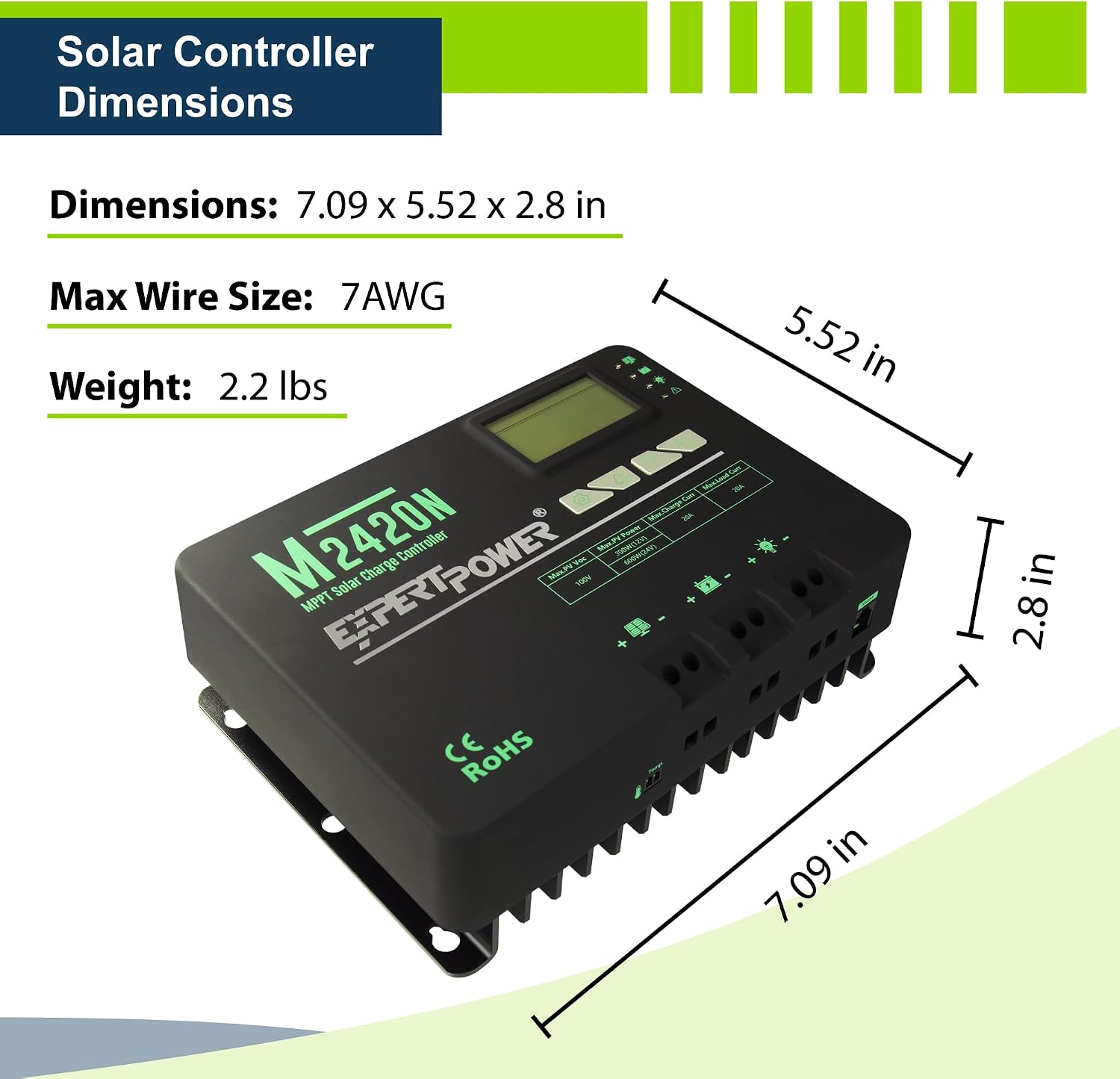 ExpertPower Solar Panel Kit | 200-watt 12-Volt Mono Solar Panel + MPPT 20A 12V/24V Solar Charge Controller, for RV, Marine, Cabin, Off-Grid DIY, Solar Projects and More