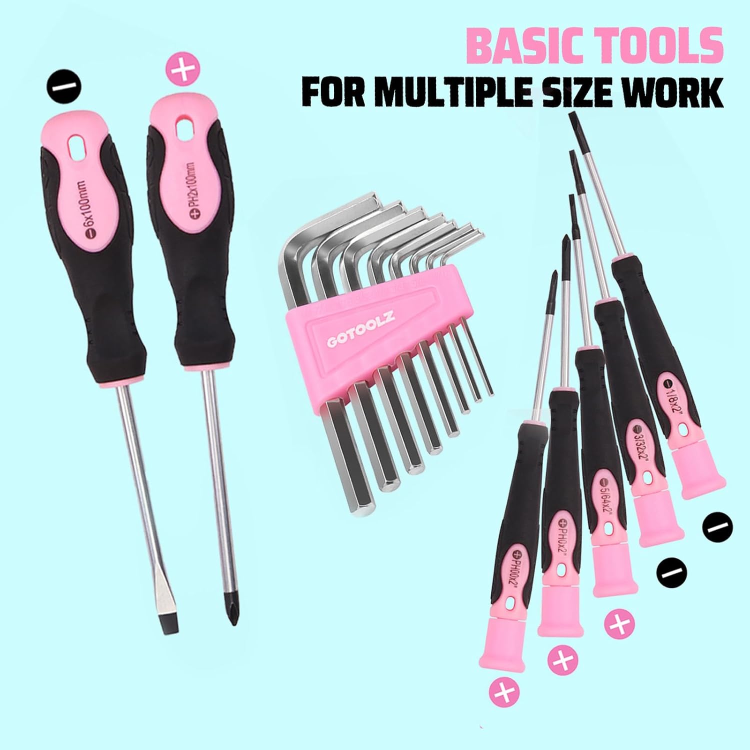 Cordless Drill Set, 293-Piece Household Tool Kit with 20V Electric Drill, Power Drill Sets Repairing Kit, Electric Screwdriver Driver Tool Kit for Home Maintenance, DIY and Crafts(Pink 2026)