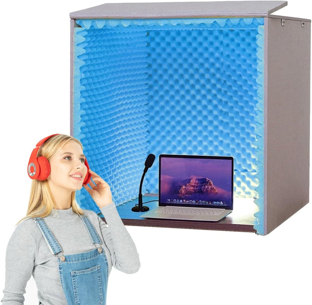 Sound Isolation Room for Home Studio, Portable Soundproof Booth Recording Booth Vocal Booth for Home Studio, Portable Vocal Booth for Recording for Recording Podcasts Singing Gaming (Color : Blue)