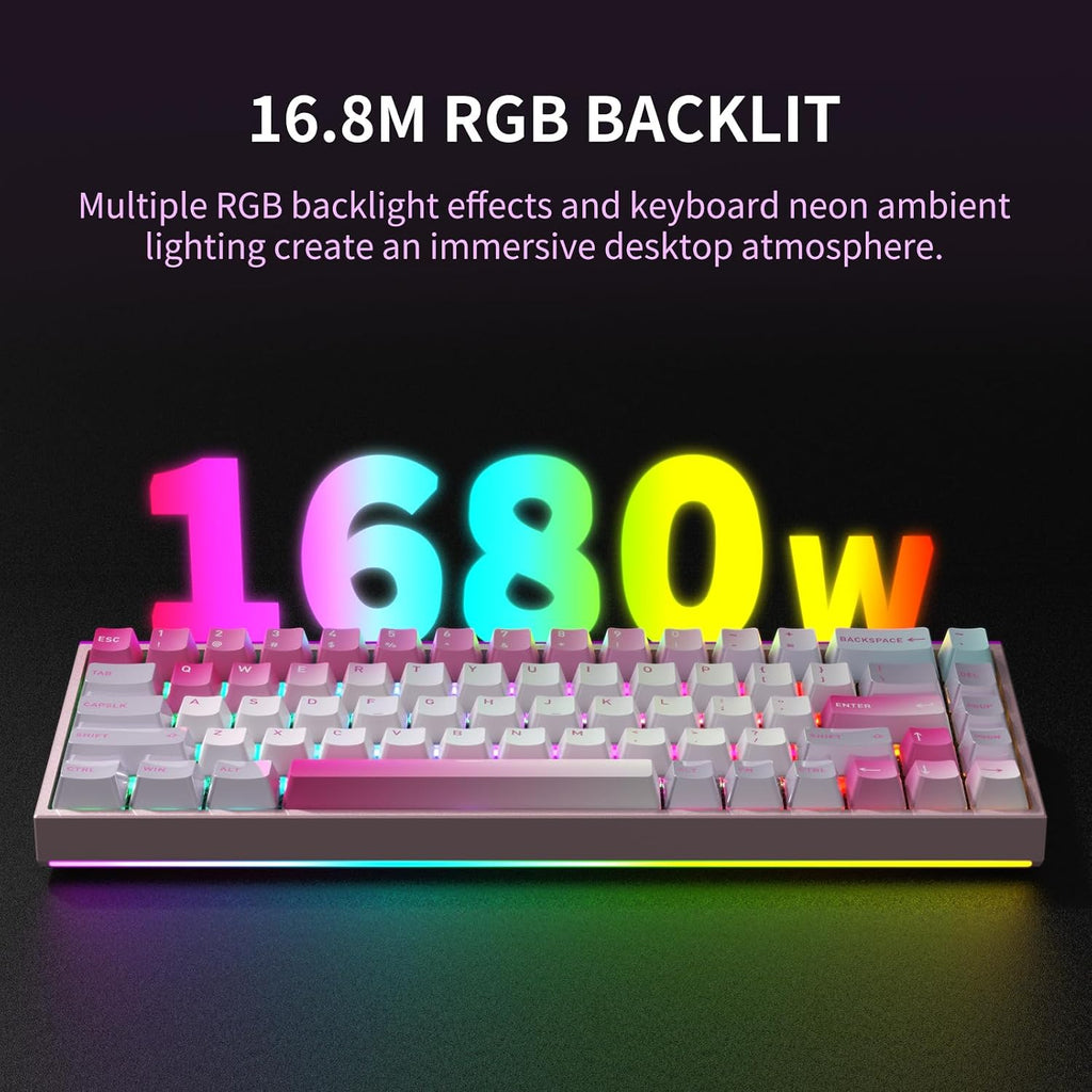Hexgears MAG68-65% Mechanical Gaming Keyboard Wired, Magnetic Switch Hot-Swappable, Adjustable Rapid Trigger Mode, 8000Hz Polling Rate, All-Aluminum Case, 16.8M RGB Backlit&Strip - Late Sakura