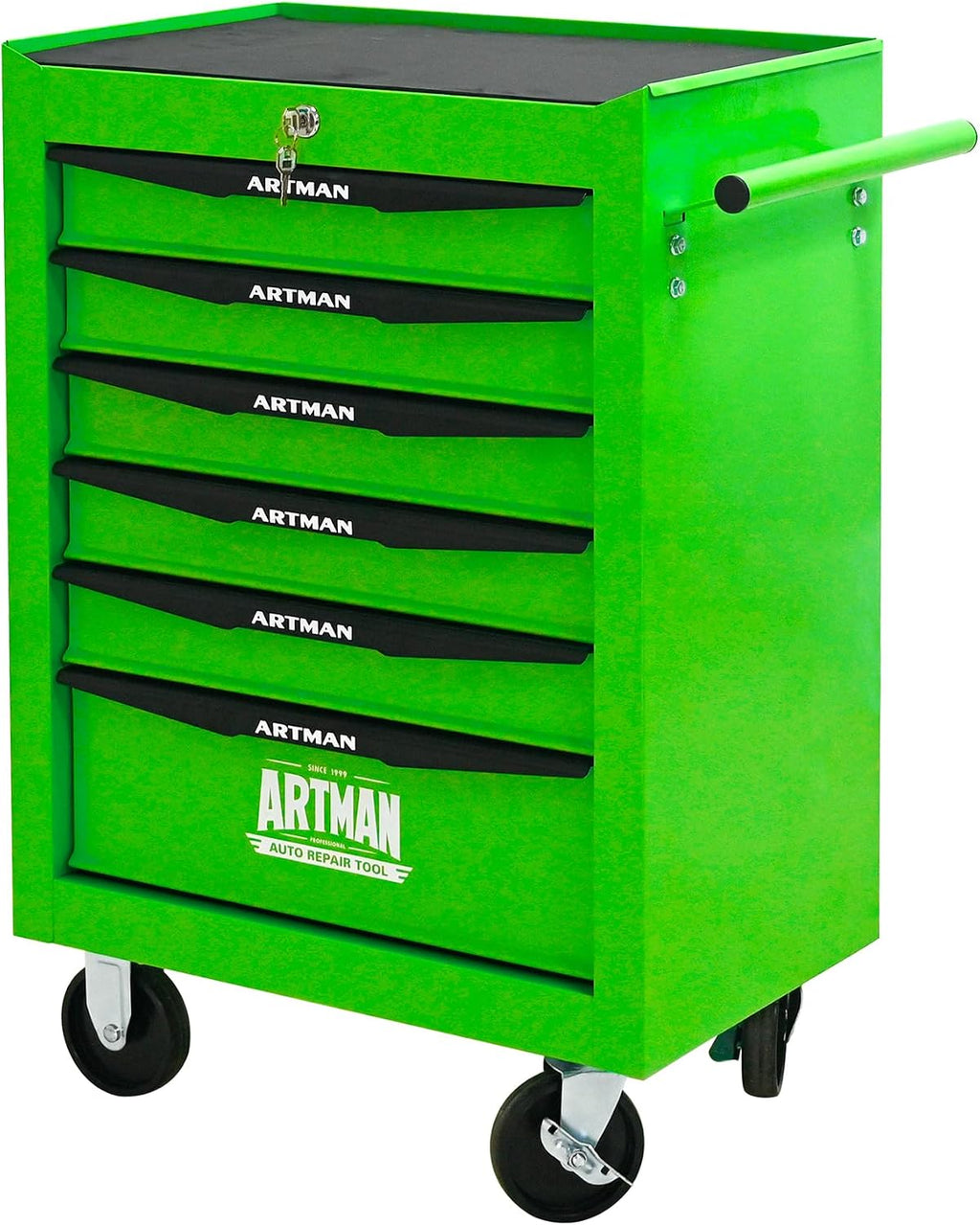 6 Drawers Rolling Tool Box on Wheels, Multifunctional Tool Chest Cabinet with Lock, Drawers Rolling Tool Cart Trolley Organizer Tool Storage Case for Warehouse,Garage,Workshop (Green)