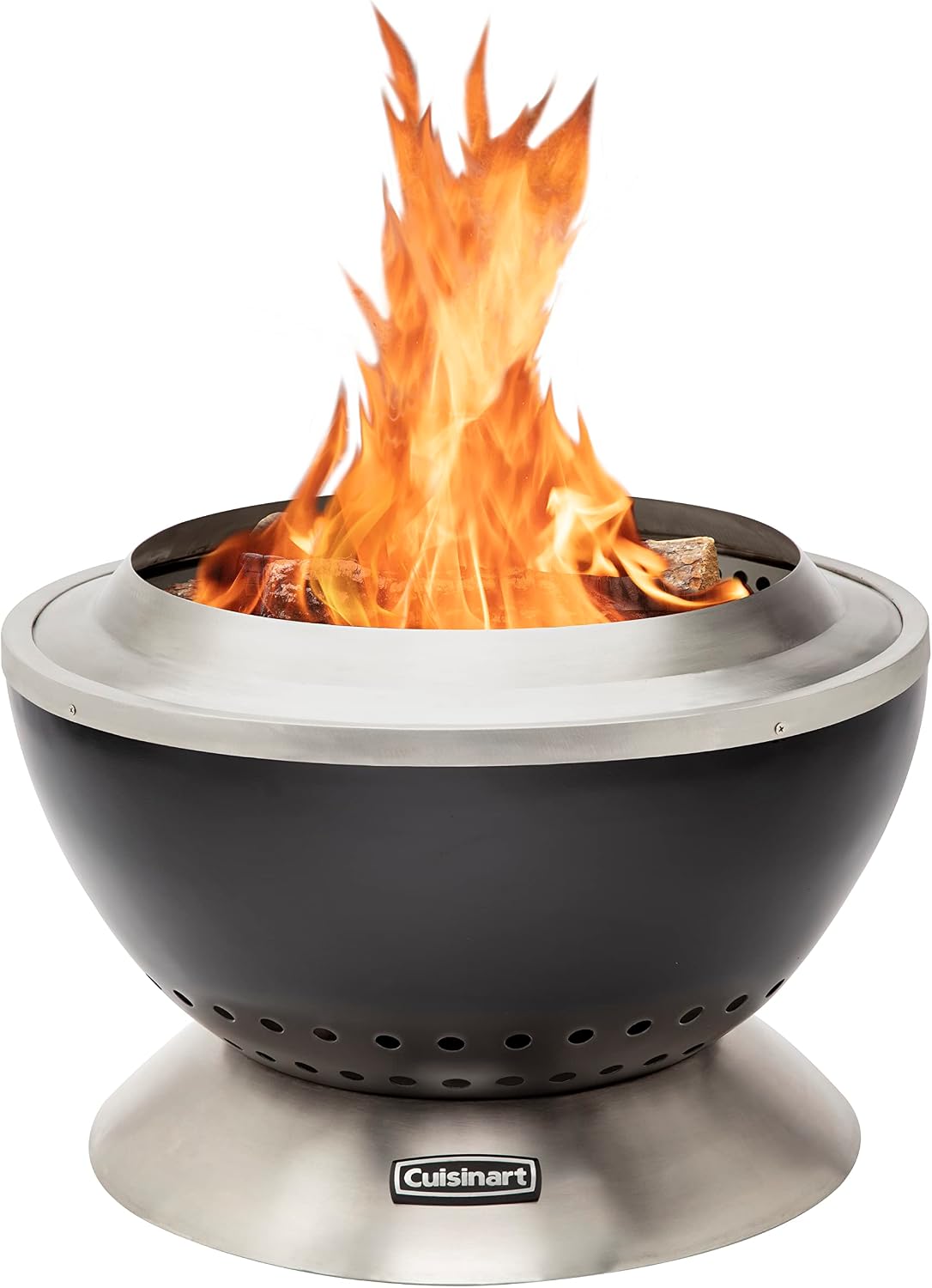 Cuisinart 24' Cleanburn Smokeless Fire Pit with Removable Base for Ash, Portable Wood Burning Outdoor Fireplace, Stainless Steel Smoke Free Outdoor Heater, Enhanced Airflow and Easy Cleanup