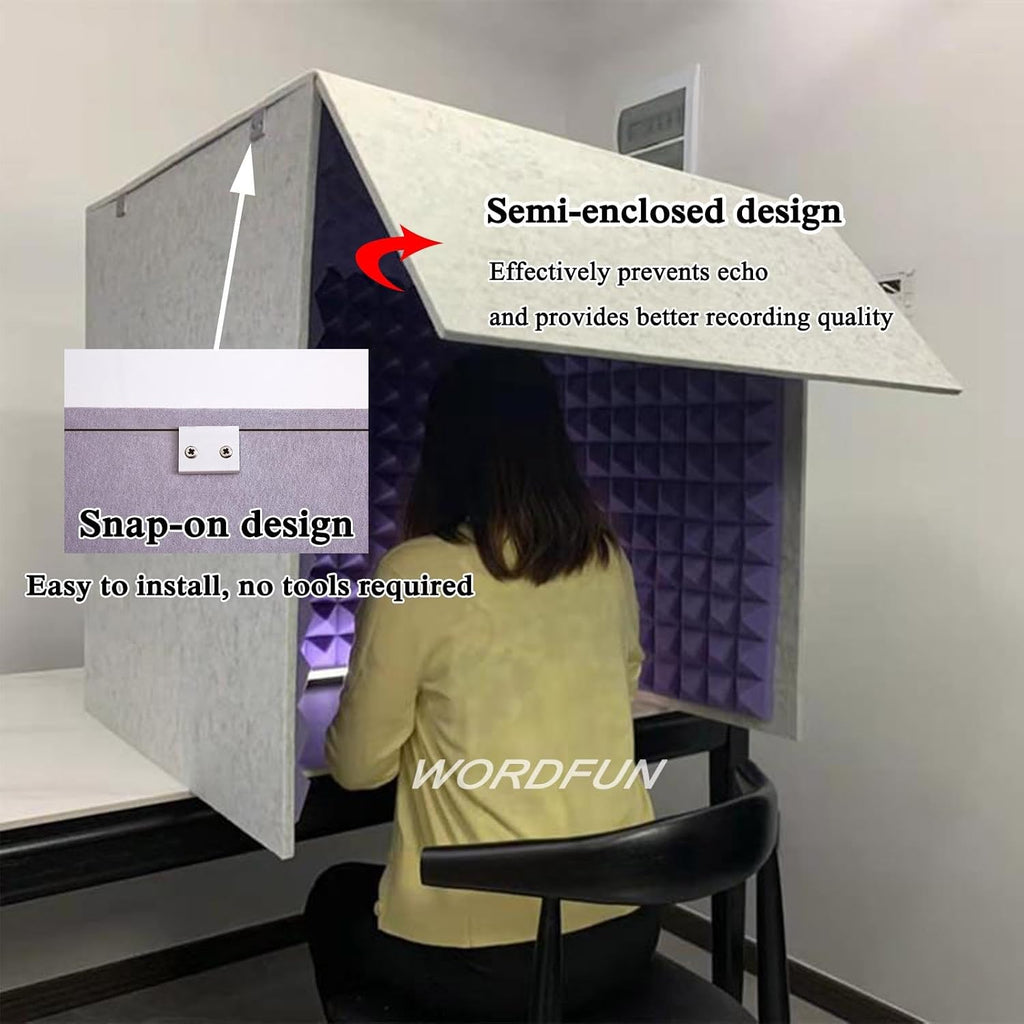 WORDFUN Sound Isolation Room for Home Studio, Portable Sound Recording Vocal Booth Box, Studio Equipment, Vocal Absorbing Shield, Microphone Shield for Podcasts Singing Gaming and Broadcasting