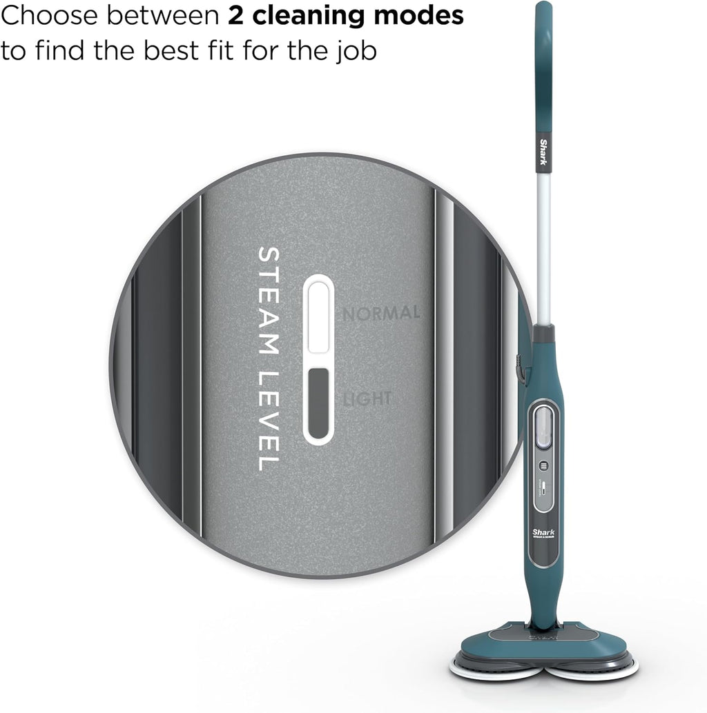 Shark Steam & Scrub All-in-One Scrubbing and Sanitizing Hard Floor Steam Mop, 2 Steam Modes, 2 Dirt Grip Soft Scrub Pads Included, XL Removable Water Tank, Swivel Steering, Teal, S8002BRN