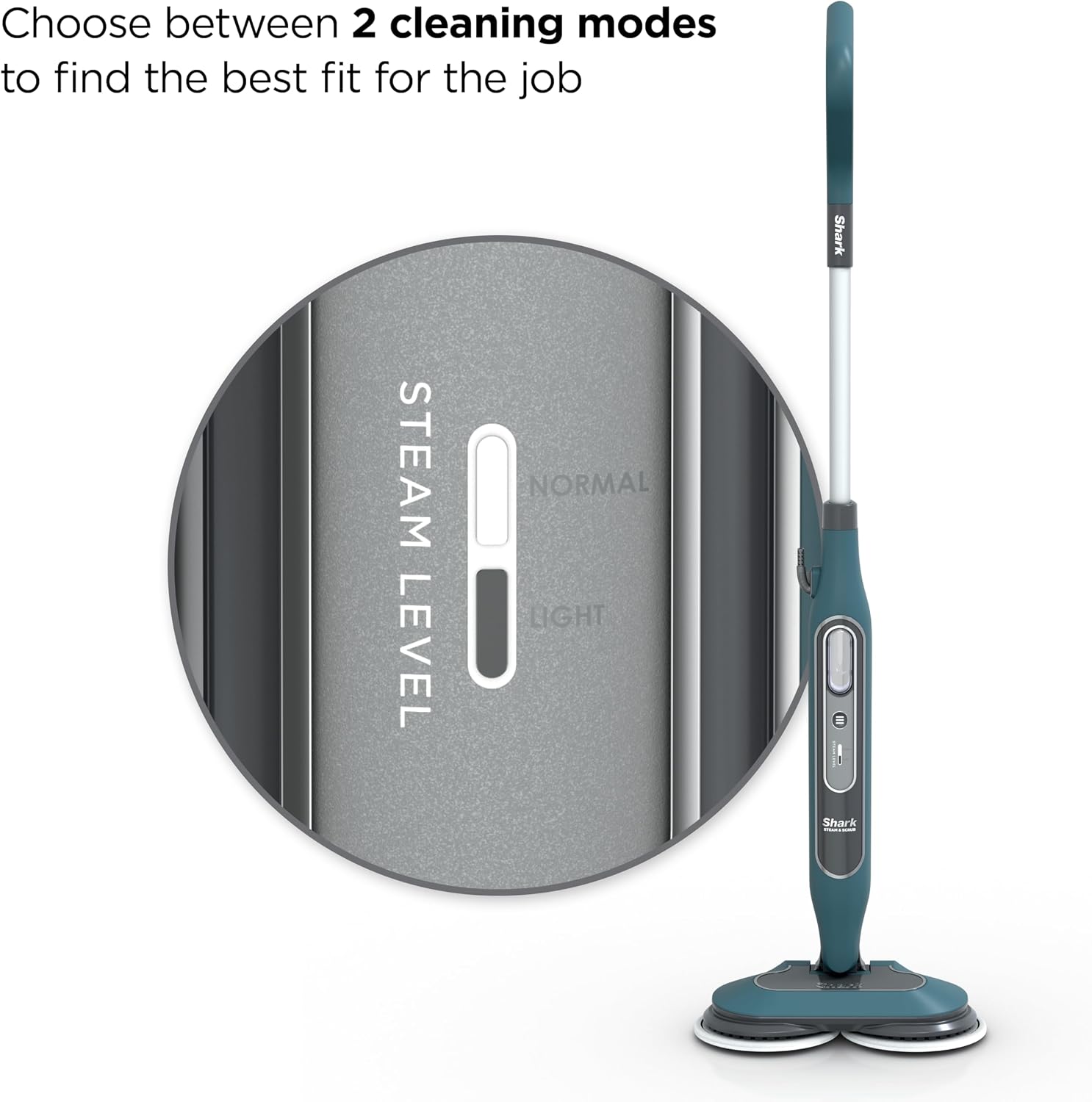 Shark Steam & Scrub All-in-One Scrubbing and Sanitizing Hard Floor Steam Mop, 2 Steam Modes, 2 Dirt Grip Soft Scrub Pads Included, XL Removable Water Tank, Swivel Steering, Teal, S8002BRN