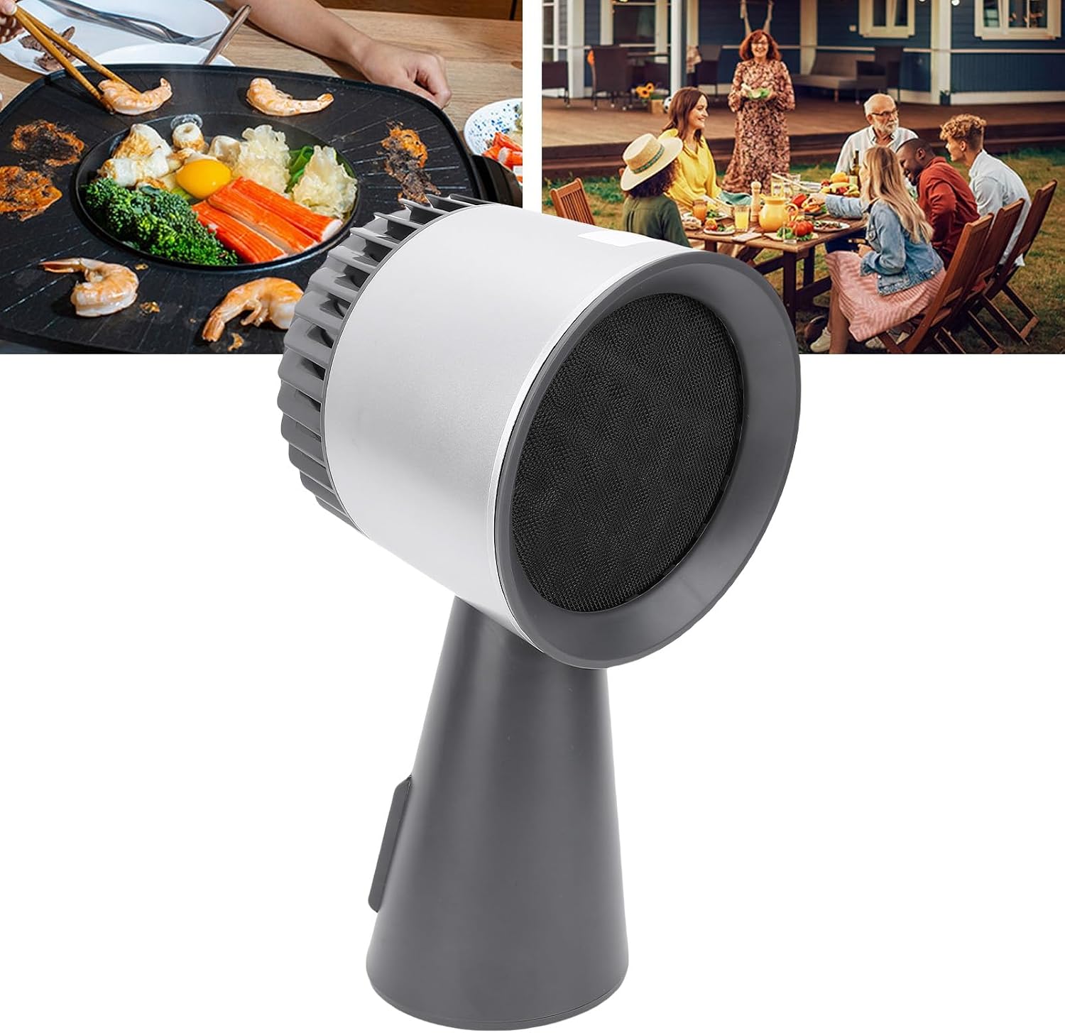 Portable Range Hood with Negative Ion Generator, 3 Speed Motor, Cooling Filter and Oil Collection Box, Compact Quiet Design for Home, Camping, Small Gatherings, Smoke Air (US Plug)
