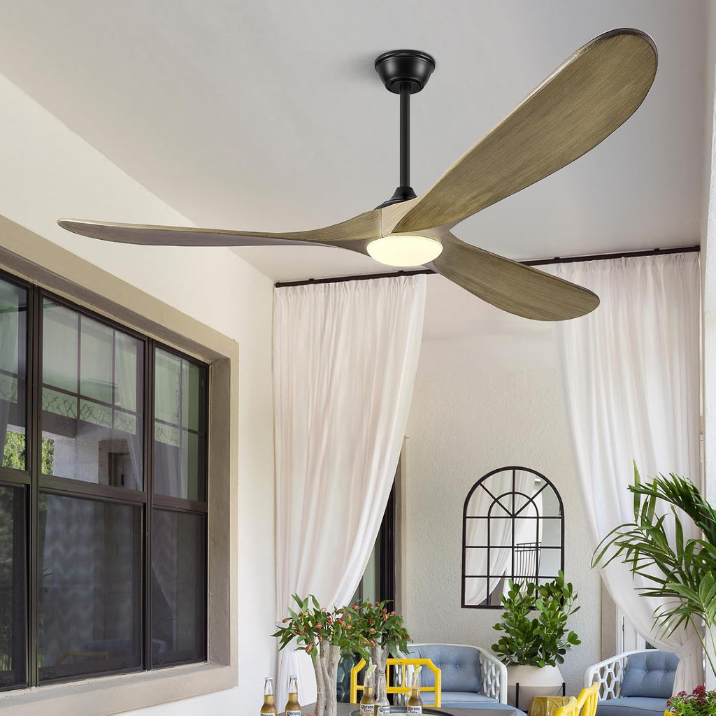 72' Ceiling Fans with Lights and Remote Control, Outdoor Ceiling Fan with Lights High CFM Quiet 3 Blade Wood Walnut Ceiling Fan,Bronze Gray
