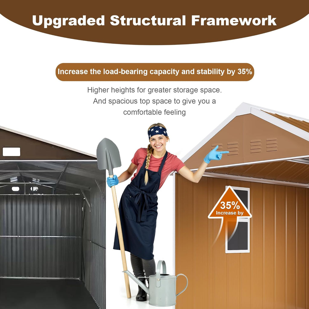 6x4 Outdoor Storage Shed, Heavy Duty Metal Shed, Lockable Garden Sheds with Sliding Door, Window and Airflow Design, Waterproof Steel Tool Sheds & Outdoor Storage for Backyard