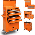 8-Drawer High Capacity Rolling Tool Box with Wheels,Rolling Tool Chest with Drawer,Tool Box on 4 Wheels with Lock, Tool Storage Cabinet Removable Portable Box for Garage Warehouse (Orange)