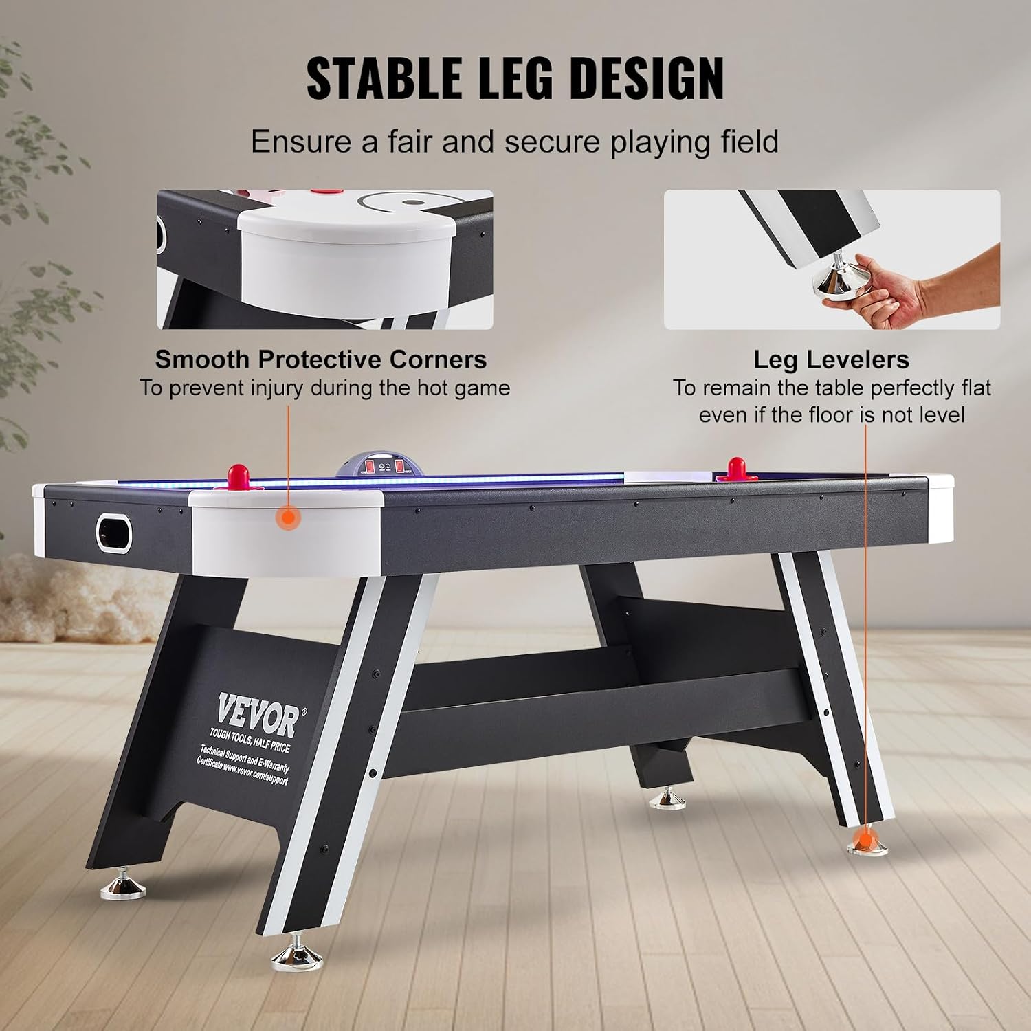 VEVOR 72' & 89' Air Hockey Tables w/LED Scoreboard, 88' 3-in-1 Multi-Game Table (Hockey/Billiards/Ping Pong) - Includes Pucks, Pushers & All Accessories for Game Room & Family | for Adult, Children, Elder