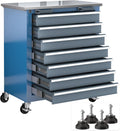 LARBANKE 7-Drawer Rolling Tool Chest with Stainless Steel Countertop,Tool Chest with Secure Locking System,Tool Cabinet with 360°Wheels and Padded Feet,for Home, Garage and Office