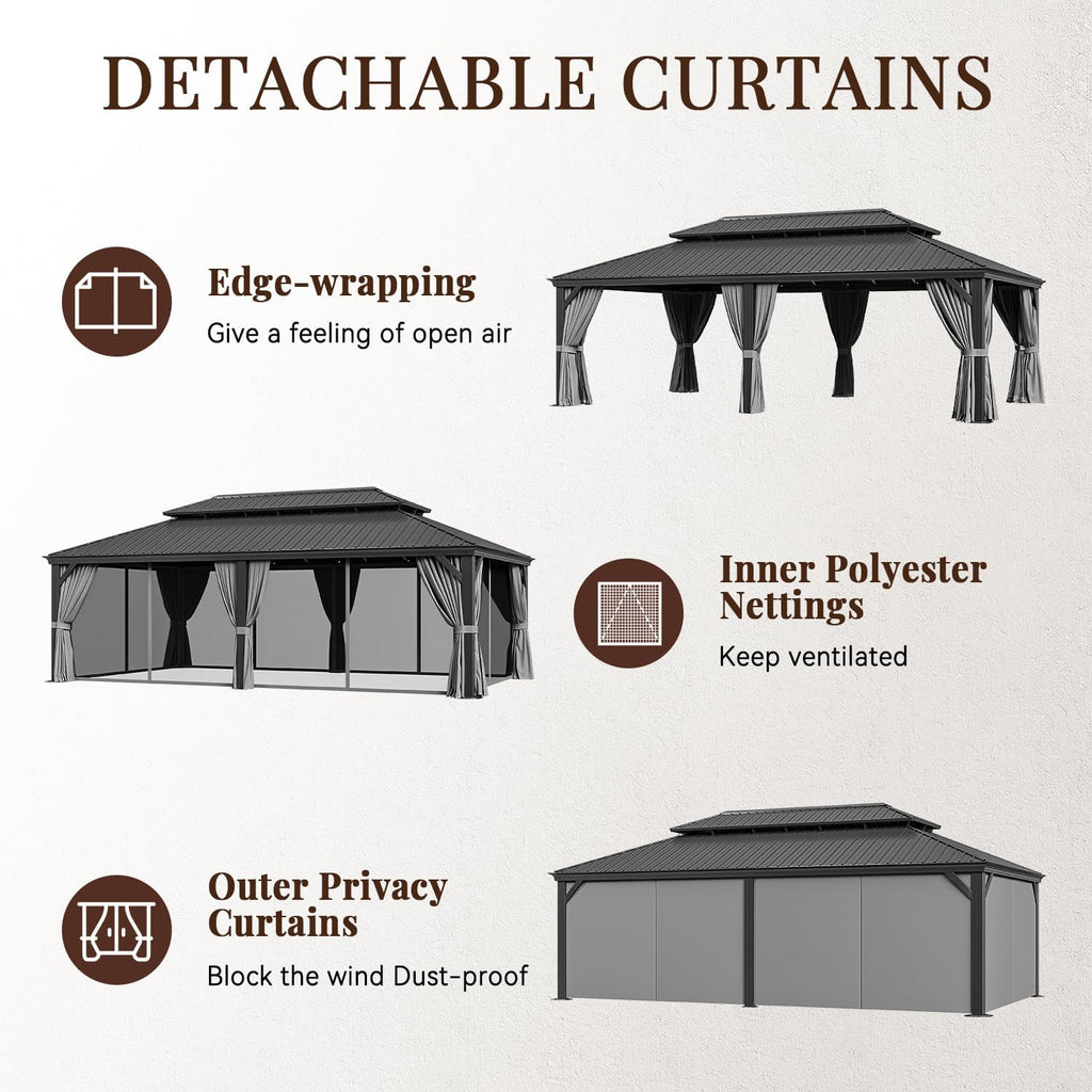 24 Ft. W X 14 Ft. D Metal Patio Deluxe Gazebo