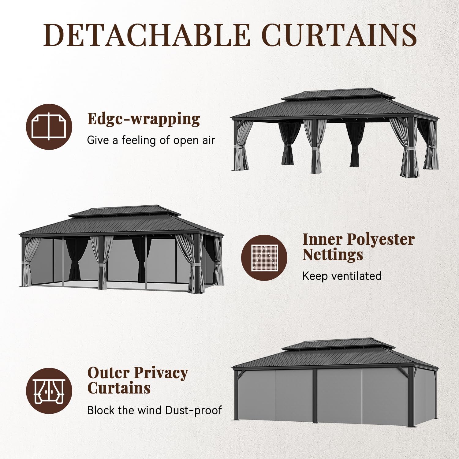 24 Ft. W X 14 Ft. D Metal Patio Deluxe Gazebo