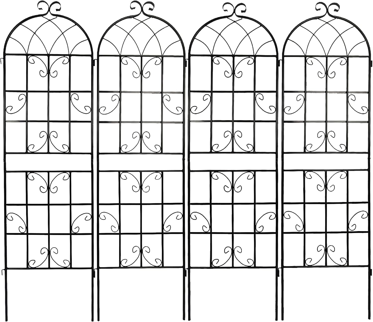 4 Pack 71'x80' Metal Garden Trellis with Galvanized Tube,Vines Plant Rose Vegetable Support,w/Pre-Cut and Pre-drilled Holes,Large Decorative Outdoor,for Backyard,Farm,Black