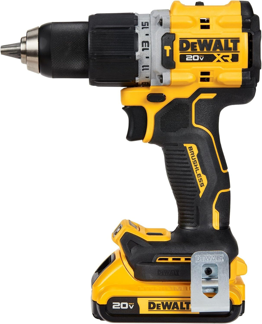 DEWALT 20V MAX* XR® Brushless Cordless 1/2 in. Hammer Drill/Driver Kit (DCD805D2), Yellow