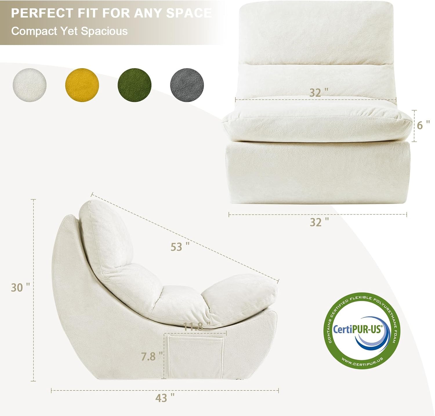 Set of 2 Bean Bag Chairs for Adults, Boneless Lounge Chair, Anti Cat Scratch Fabric with Machine Washable, Beanbag Chair for Bedroom, Floor Couch Living Room, Bedroom, Reading Corner (Beige)