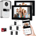 2 Wired Video Doorbell video Intercom System 1-Camera and 2-Monitor, 7 Inch Touch Screen, Night Vision, Support Remote Unlock, Dual-Way Intercom for Villa House Office Apartment Smart Phone Monitor
