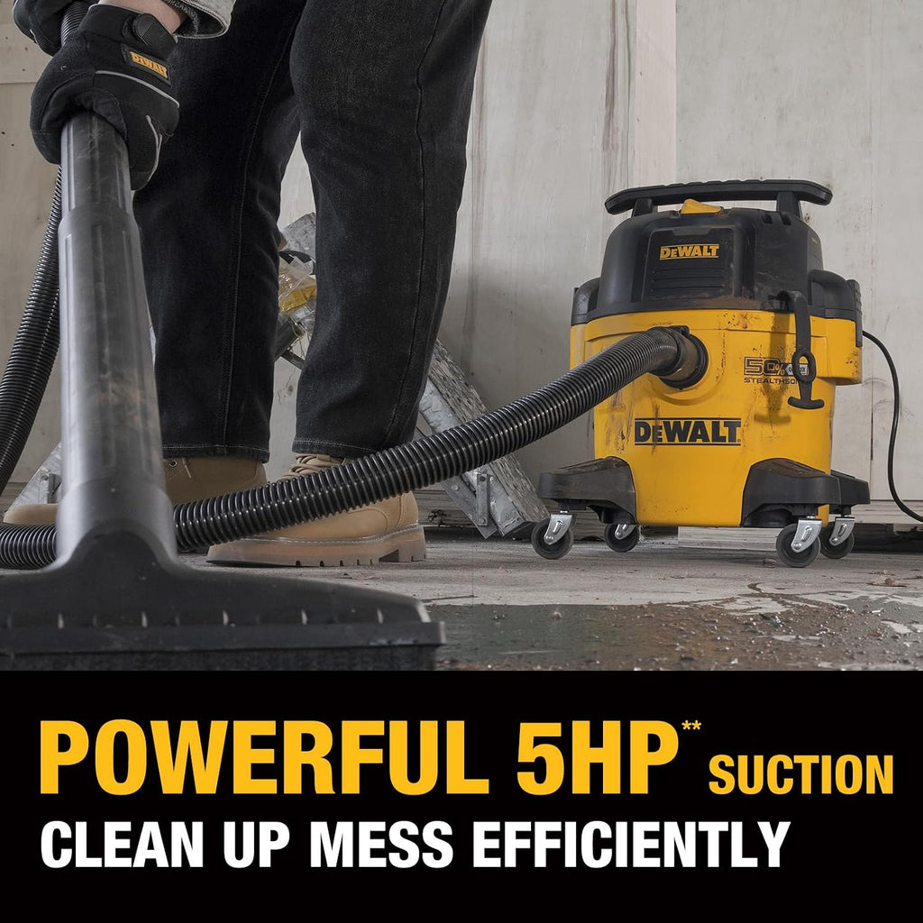 DEWALT 6 Gal Stealthsonic Shop Vacuum Wet and Dry, 5 Peak HP Shop Vac with Poweful Suction, Ultra-Quiet Shopvac Wet Dry Vacuum Cleaner with 6 Dust Bages for Home, Jobsite, Workshop, Garage and Auto