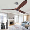 60 Inch Ceiling Fan Without Light ，Wood Indoor Outdoor Ceiling Fans No Light for Patios Living Room Bedroom Porch Big Ceiling Fan for Flat Sloped Ceiling(Walnut)