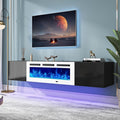 oneinmil 80' Floating TV Stand with 40' Electric Fireplace, Modern Entertainment Center with Storage, Adjustable 12-Color LED Lights, Fire Place TV Console for Living Room, Black+White