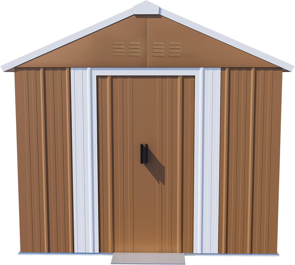6x4 Outdoor Storage Shed, Heavy Duty Metal Shed, Lockable Garden Sheds with Sliding Door, Window and Airflow Design, Waterproof Steel Tool Sheds & Outdoor Storage for Backyard