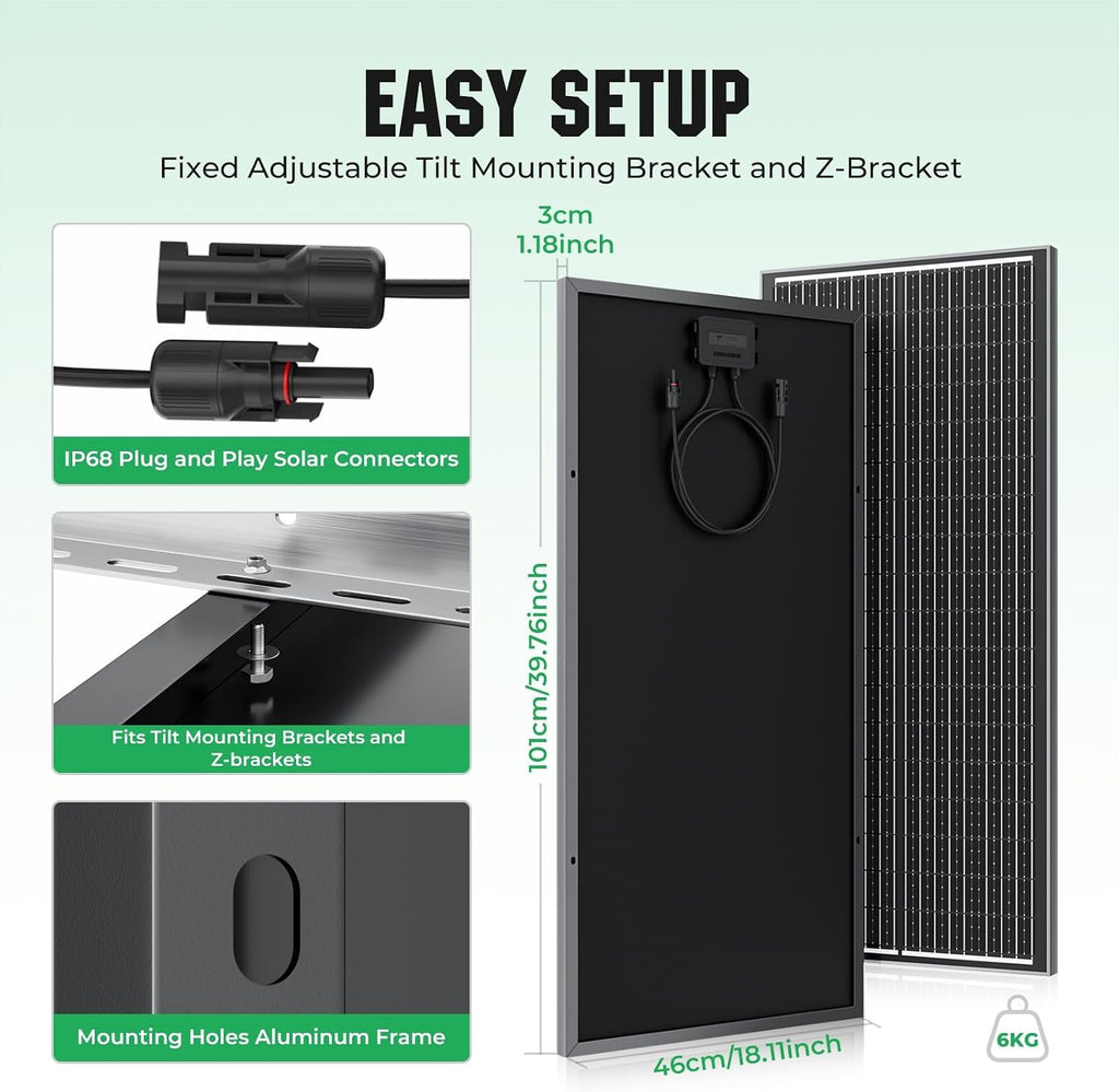 18BB 200W Solar Panel, 2Pcs N-Type 12V/24V 100 Watt Solar Panels, 25% High Efficiency Monocrystalline Solar Module, for RV, Boat, Marine, Trailer, Farm, Rooftop and Home Off-Grid System