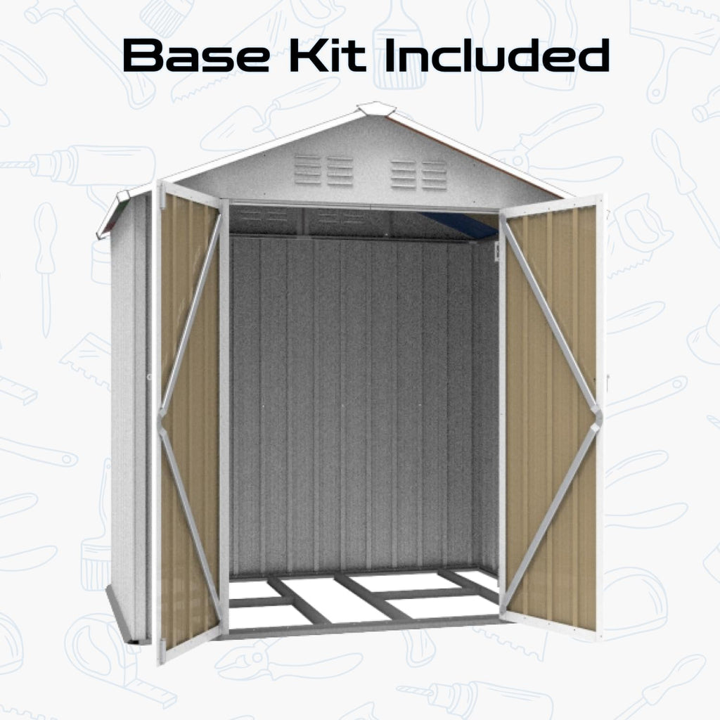LINKHOO 6'x4' Outdoor Storage Shed，Apex Roof, White & Yellow