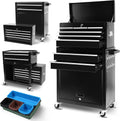 HRVEOCEI Rolling Tool Chest with Drawers, Metal Tool Cabinet on Wheels with Detachable Top Tool Box, 8-Drawer Tool Cart with Adjustable Shelf and Locking Mechanism (8-Drawer Black)