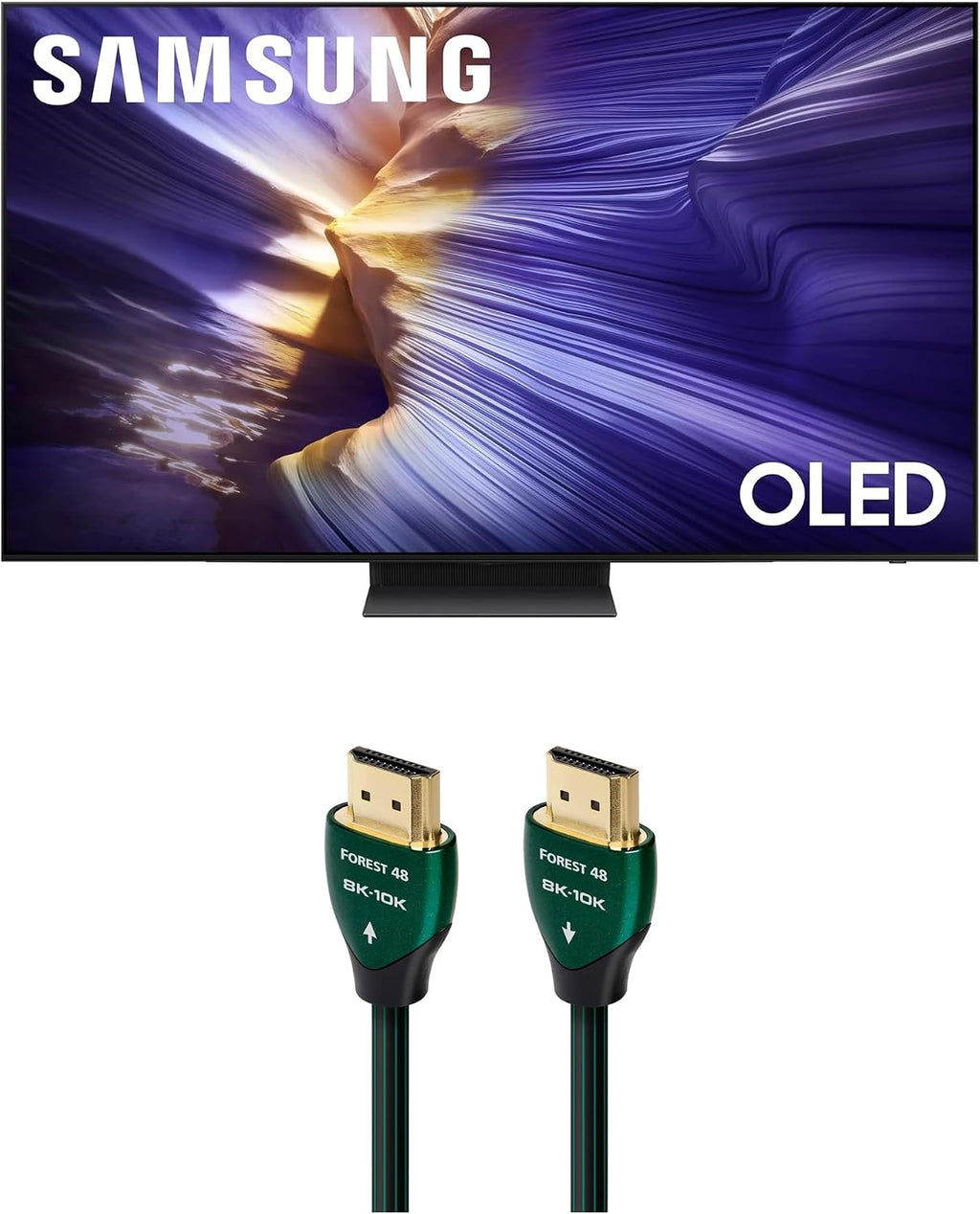 Samsung QN55S90FAFXZA 55 Inch 4K OLED Smart TV with an AudioQuest Forest 1.5M 48G 8K-10K HDMI Digital Cable (2025)