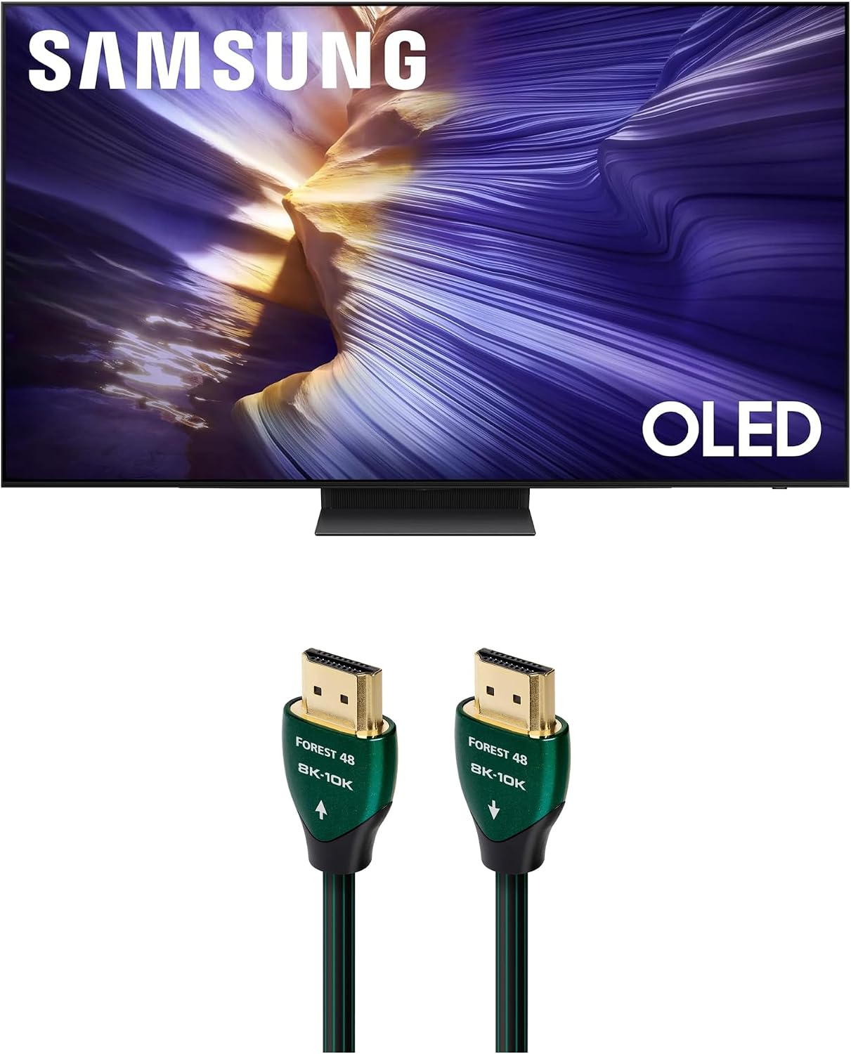 Samsung QN55S90FAFXZA 55 Inch 4K OLED Smart TV with an AudioQuest Forest 1.5M 48G 8K-10K HDMI Digital Cable (2025)