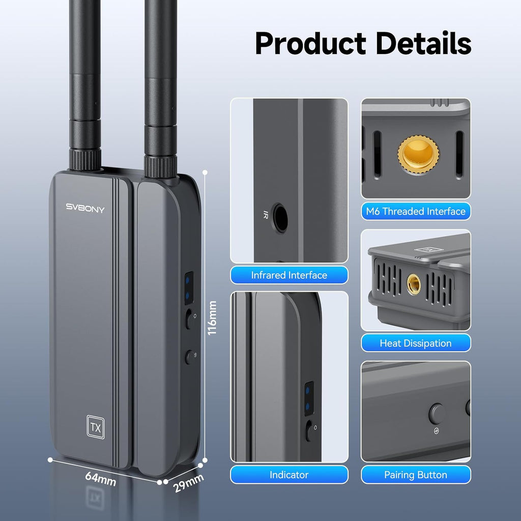 Wireless HDMI Transmitter and 2 Receiver,1080P60fps Wireless Hdmi Extender 328FT with IR, 9 Channels Auto-Tuning, Plug & Play for Gaming/Streaming from STB, PC, DVD to TV, Monitor