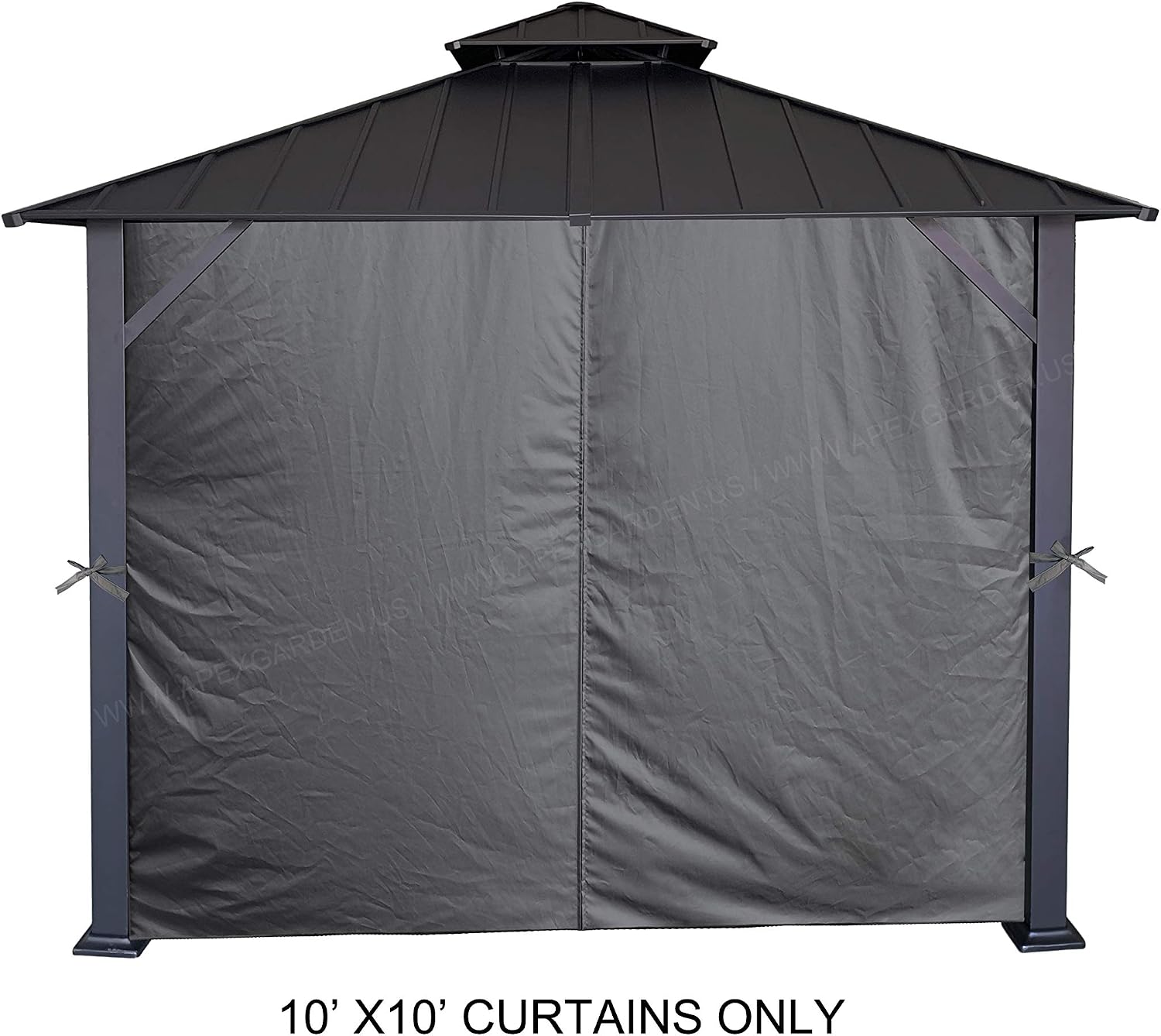APEX GARDEN Four-Side Privacy Curtain Set for 10-Ft x 10-Ft Gazebo (10-ft x 10-ft, Charcoal)