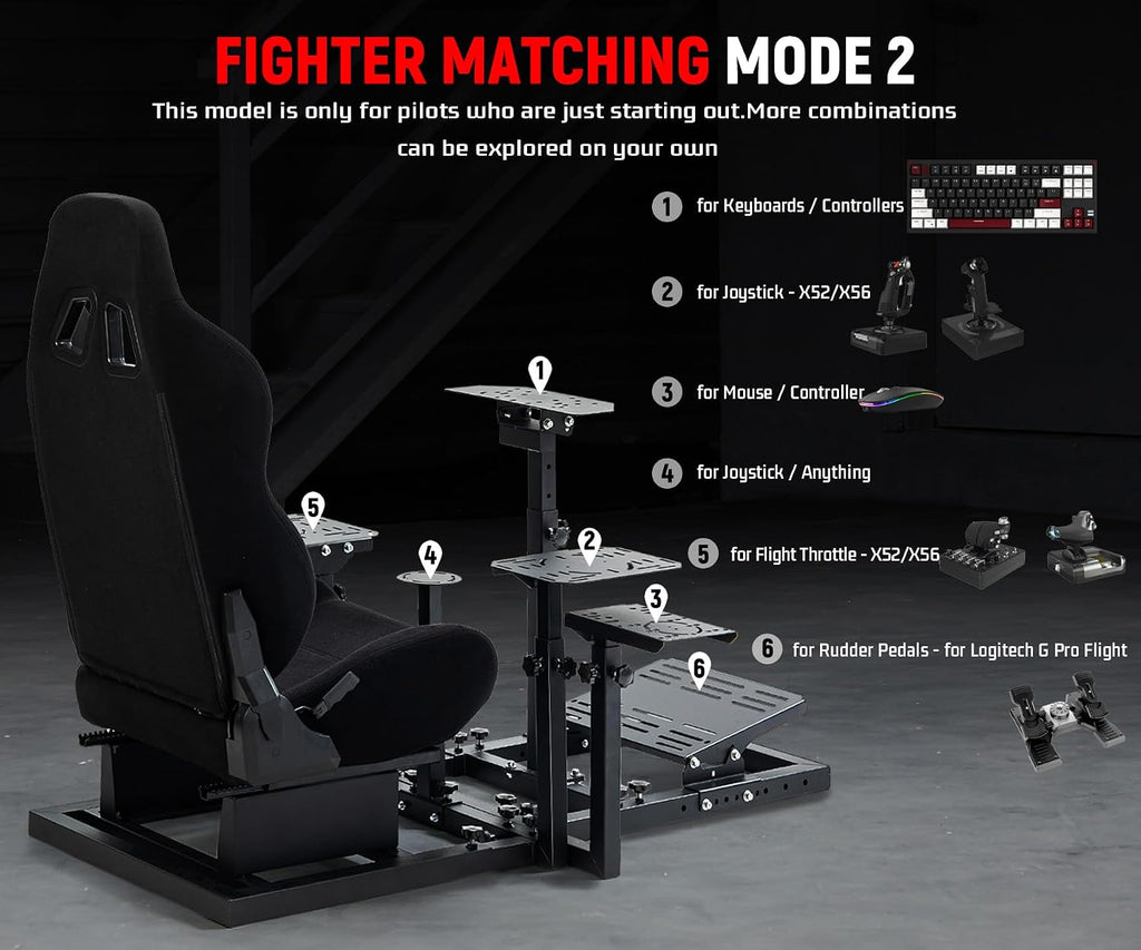 Dardoo G920 Flight Simulator Cockpit Multifunctional with Seat Compatible with Logitech G923 G Saitek,for Thrustmaster T150 HOTAS Warthog, for PC, Excluding Wheel, Pedal, Handbrake, Throttle, Joystick