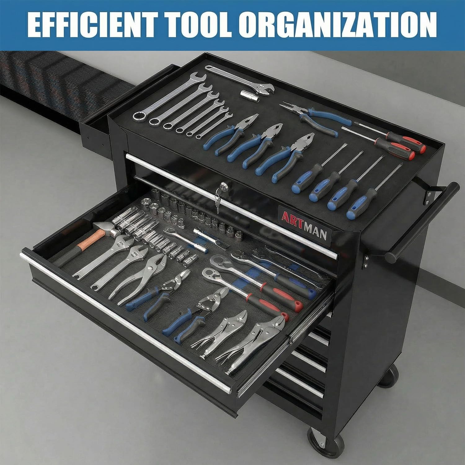 6 Drawers Tool Cart on Wheels,Multifunctional Rolling Tool Chest Tool Storage,Drawers Rolling Tool Trolley Organizer Tool Case for Garage,Warehouse,Workshop,Repair Shop (6 Drawers-Black)