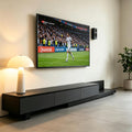 Telescoping TV Cabinet, 70.9 to 110.2 Inch Entertainment Center, Fits 85 Inch TV with 3 Drawer Media Cabinet, Gray + Matte Black, Modern Living Room Bedroom Organizer