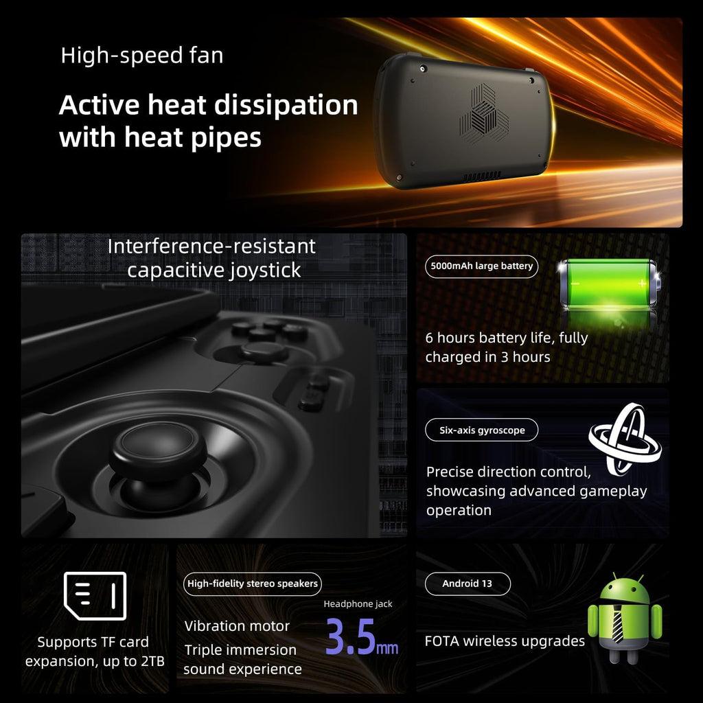 Anbernic RG Slide Handheld Game Console RG Slide 4.7-inch LTPS In-Cell Screen No Card Retro Game Console Unisoc T820 Portable Arcade Video Gaming Console Support AI WiFi Bluetooth HD and TV Output Black