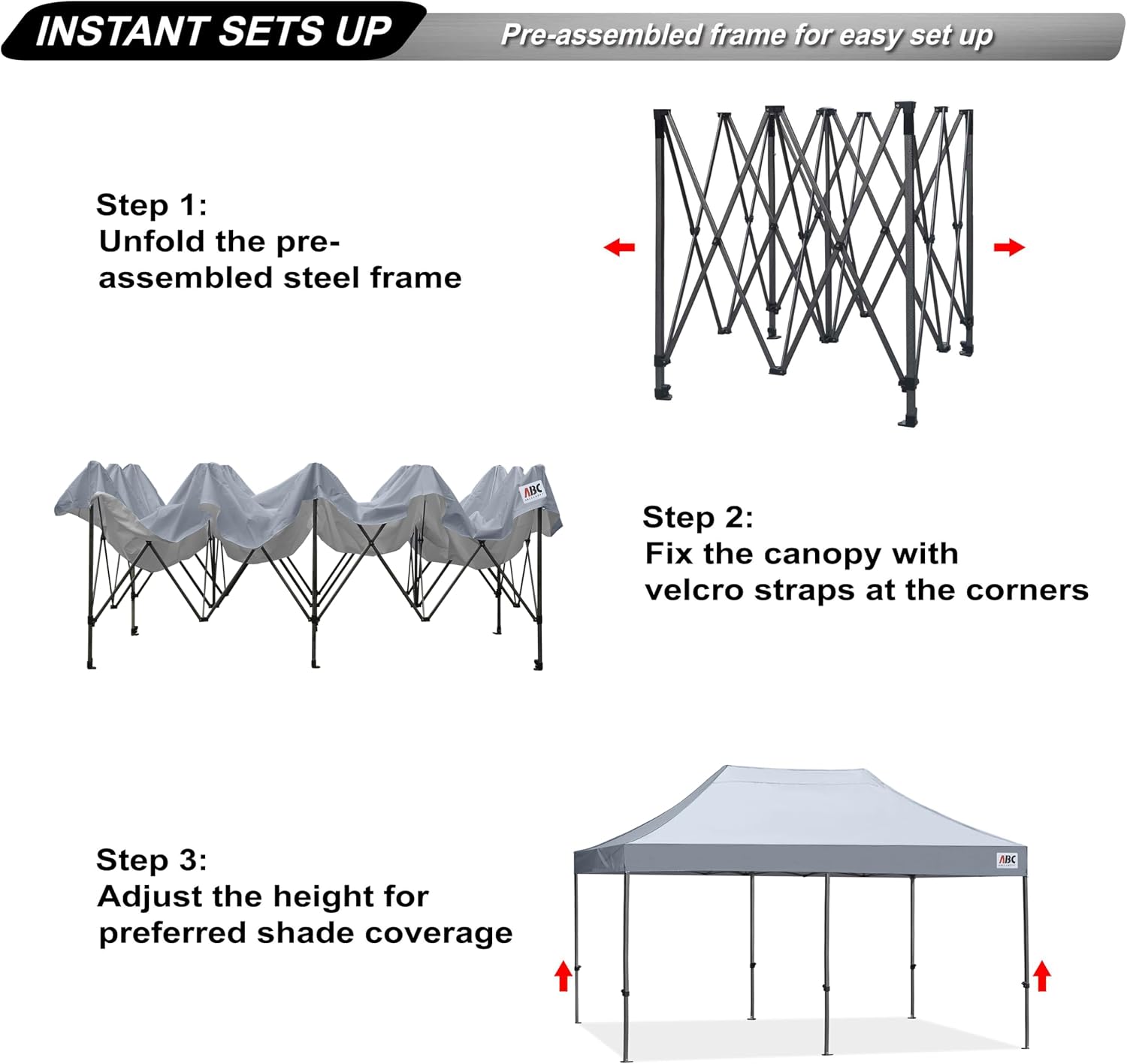 ABCCANOPY Patio Pop Up Canopy Tent 8x16 Commercial-Series (Gray)