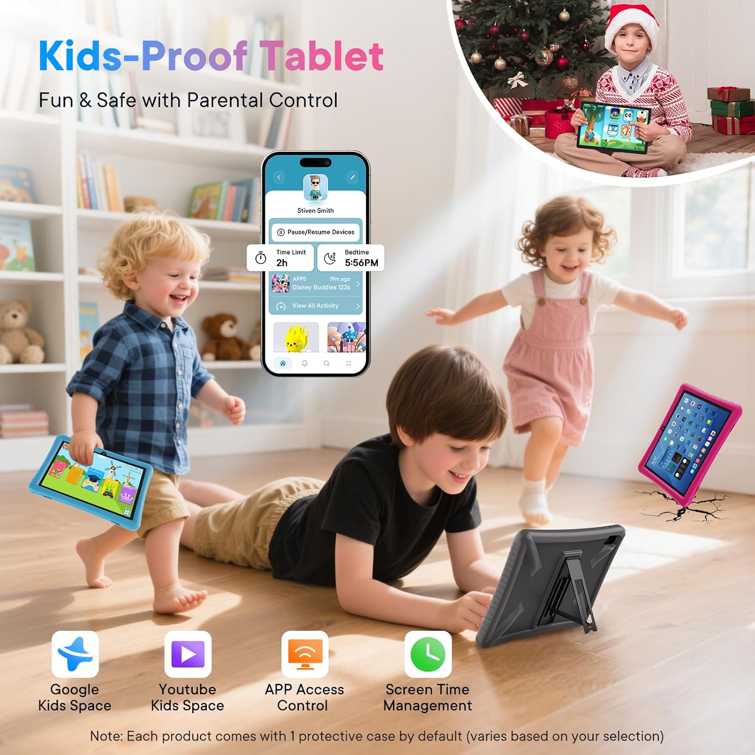 8-Inch 4G LTE Android Tablet with Kids-Proof Case – Unlocked Tablet with SIM Slot, 12GB RAM + 64GB Storage (Expandable to 2TB), MediaTek Octa-Core, IPS Display, Dual-Band Wi-Fi, 5100mAh Battery, Pink
