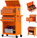 8 Drawer Rolling Tool Chest, High Capacity Tool Box with Lockable Wheels and Drawers, 2 in 1 Portable Toolbox Organizer Storage Cabinet For Garage, Warehouse, Repair Shop, Orange