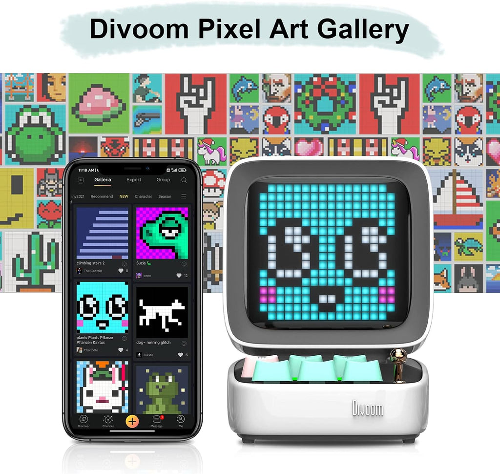 Divoom Times Frame-10.1' Digital Picture Frame and Ditoo Pixel Art Gaming Portable Bluetooth Speaker