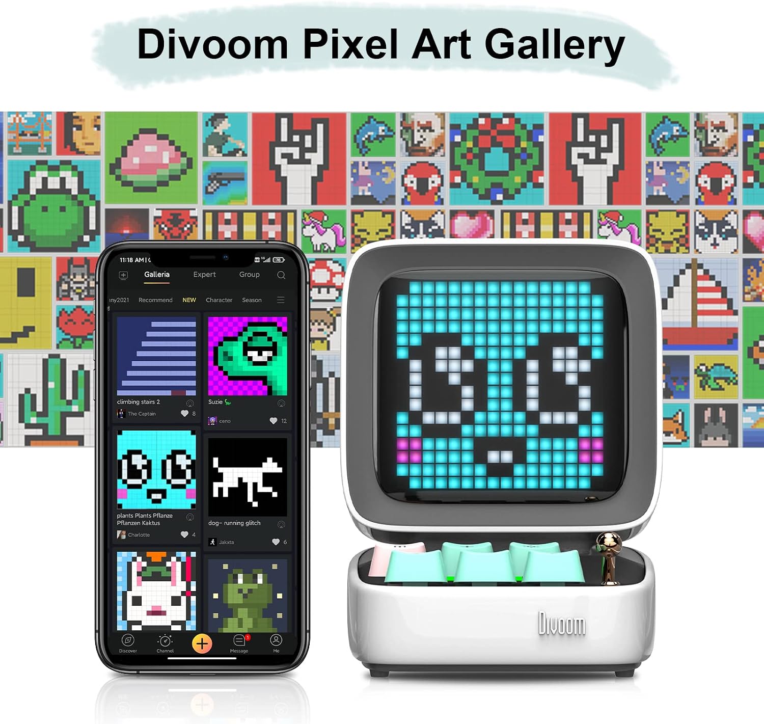 Divoom Times Frame-10.1' Digital Picture Frame and Ditoo Pixel Art Gaming Portable Bluetooth Speaker