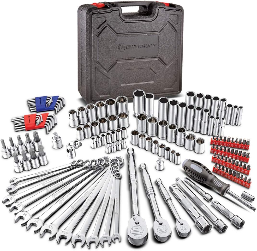 Powerbuilt 642453 152 Piece 1/4-inch, 3/8-inch, and 1/2-inch Drive Mechanics Tool- with SAE and Metric Socket Set, 72 Tooth Seal-Head Ratchet, Automotive Tool Kit, including Case