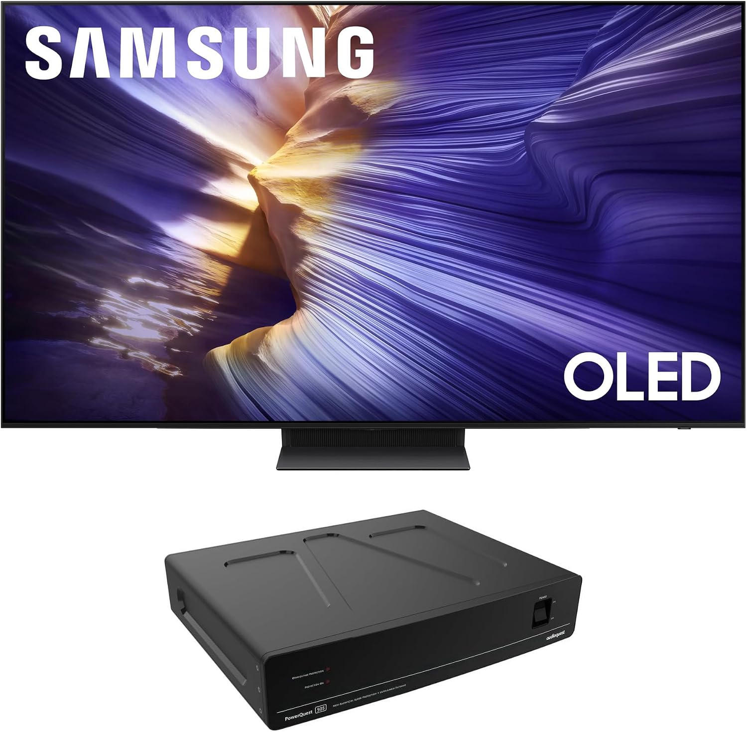 Samsung 48-Inch Class OLED S90F 4K Smart TV NQ4 AI Gen3 Processor, 4K AI Upscaling Pro, OLED HDR + Bundle with an AudioQuest PQ505NA PowerQuest 505 12 Outlet Surge Protector (2025)