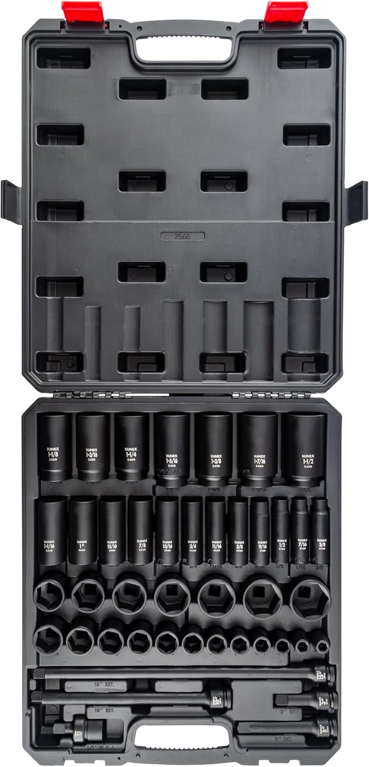 43PC 1/2' DR AE IMP SOCKET SET, Black