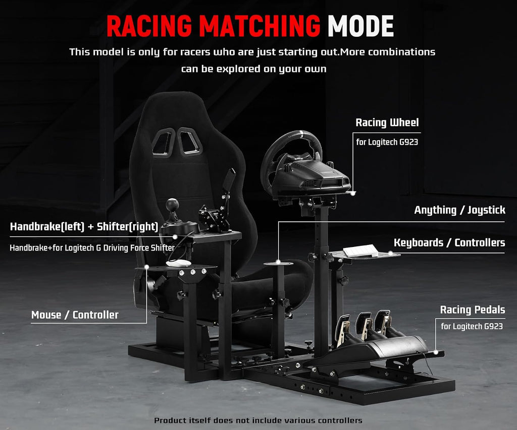 Dardoo G920 Flight Simulator Cockpit Multifunctional with Seat Compatible with Logitech G923 G Saitek,for Thrustmaster T150 HOTAS Warthog, for PC, Excluding Wheel, Pedal, Handbrake, Throttle, Joystick